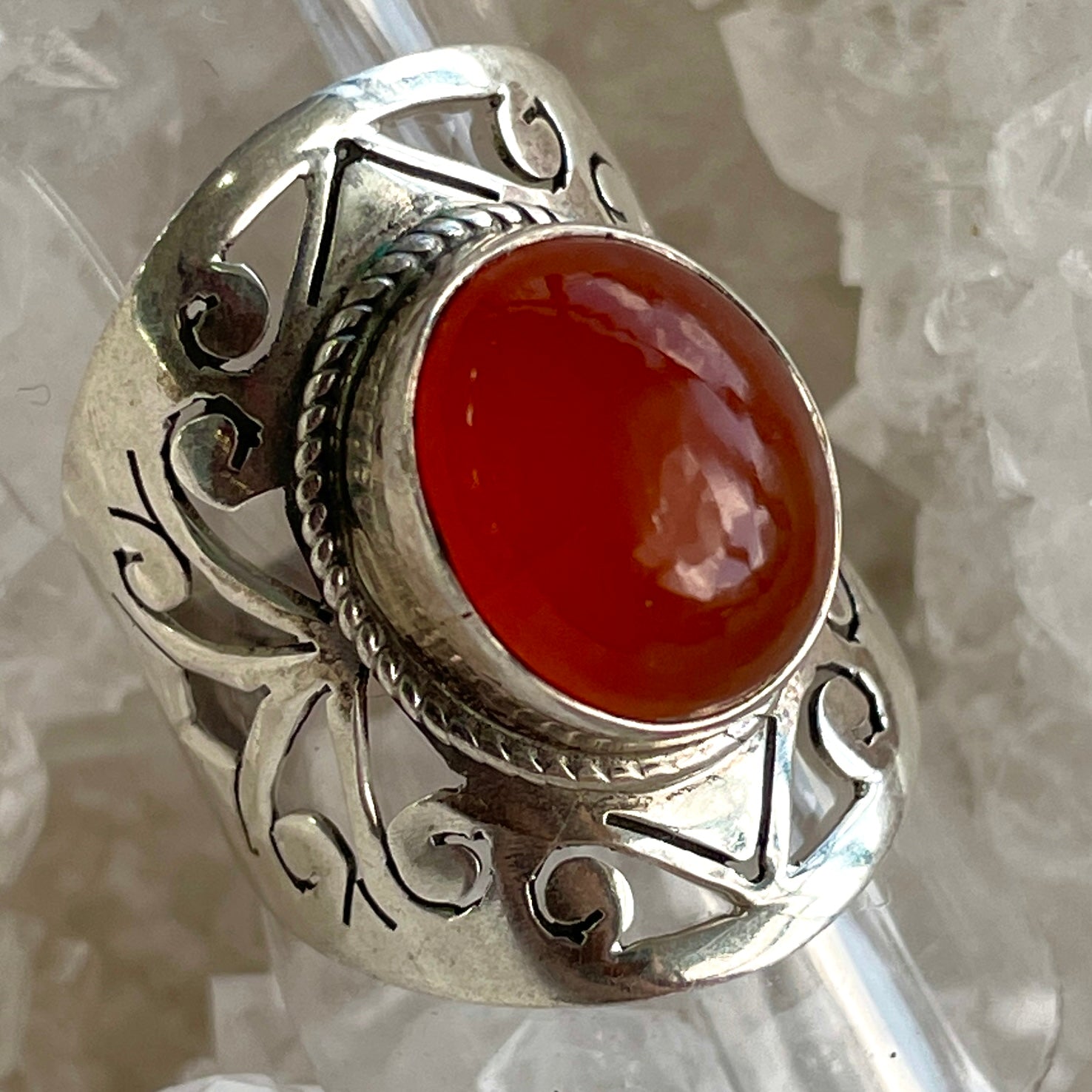 Carnelian Sterling Silver Ring - Sz7 CA3 Carnelian Sterling Silver Ring - Sz7 CA3